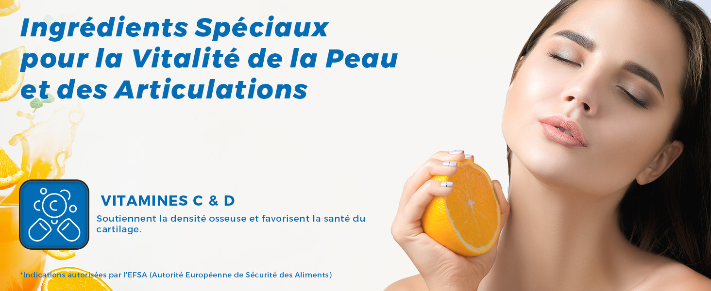 Peptides de collagène - supplément de collagène - avec vitamine C et vitamine D (vit C + vit D)