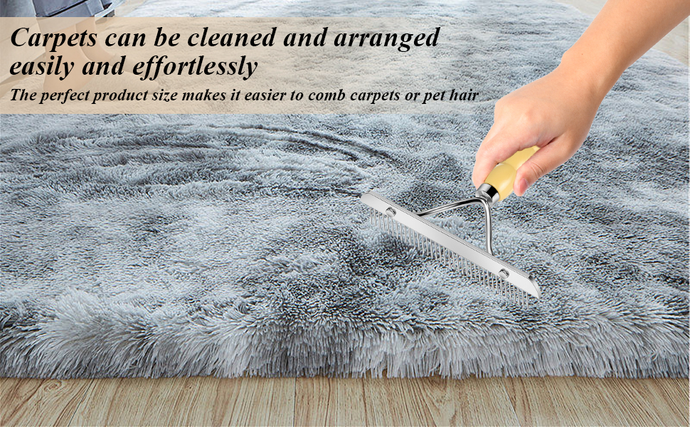 Hand Held Carpet Rake, Rug Comb Carpet Fluffy Corrector for