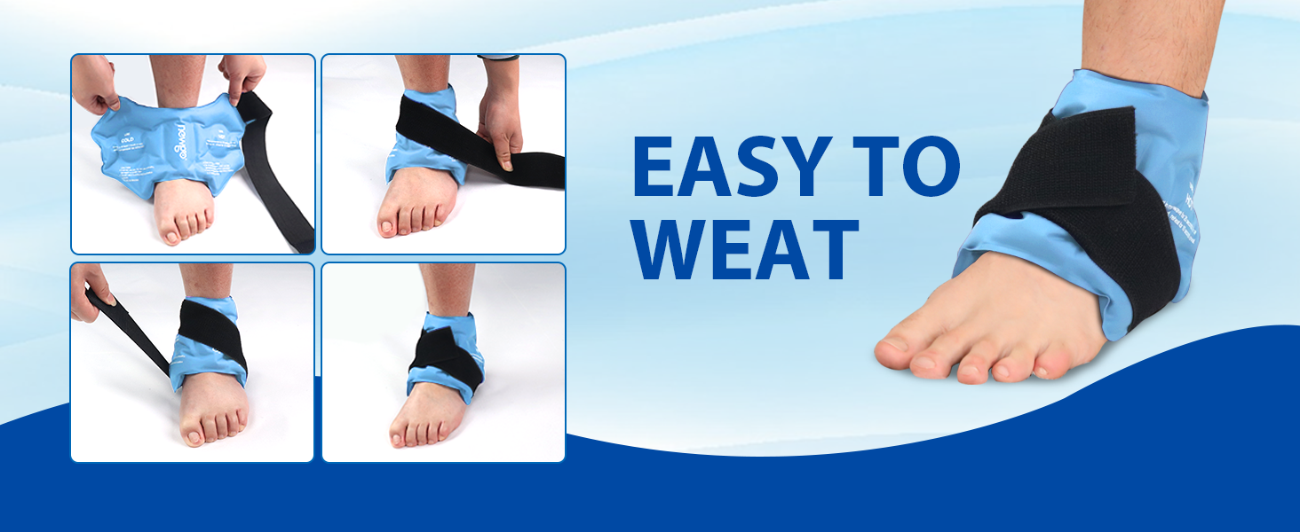 NEWGO Ankle Ice Pack Wrap for Injuries Reusable, Hot Cold Therapy Gel
