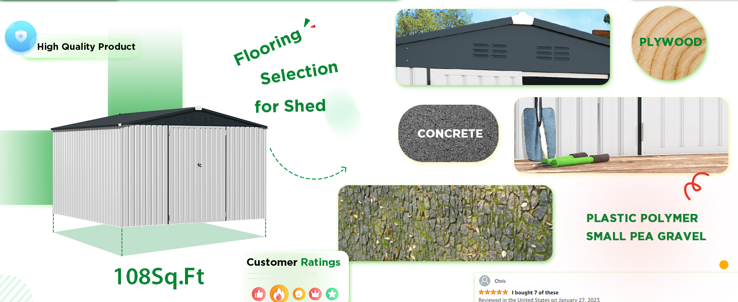 AECOJOY Metal Garden Shed Storage