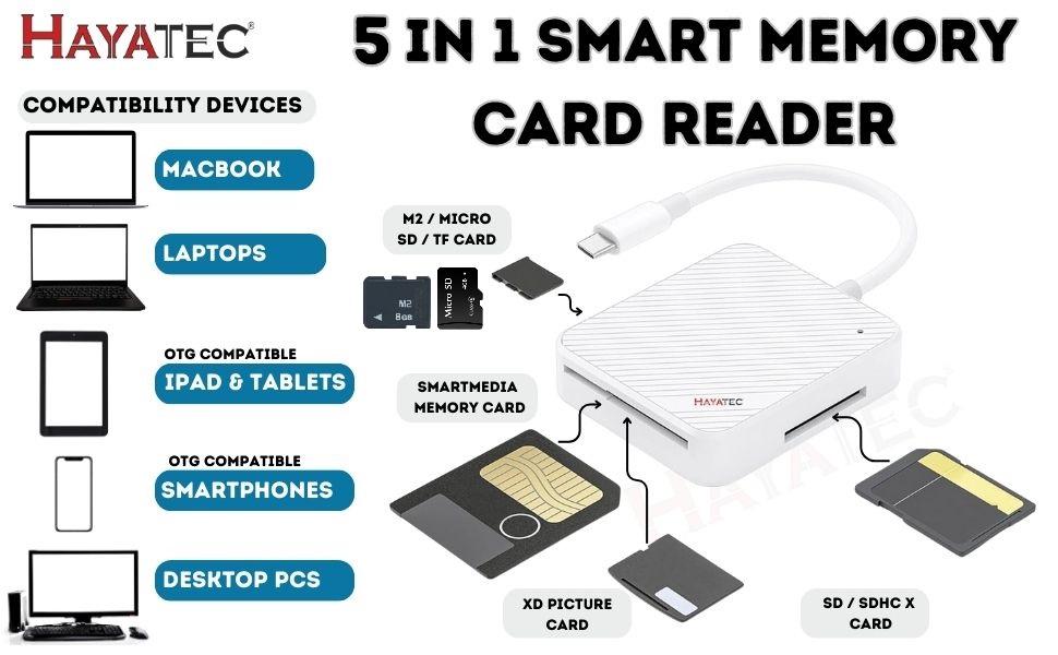 HAYATEC 4 IN 1 SMARTMEDIA MEMORY CARD READER, SM MEMORY CARD ADAPTER, CARD READER FOR XD