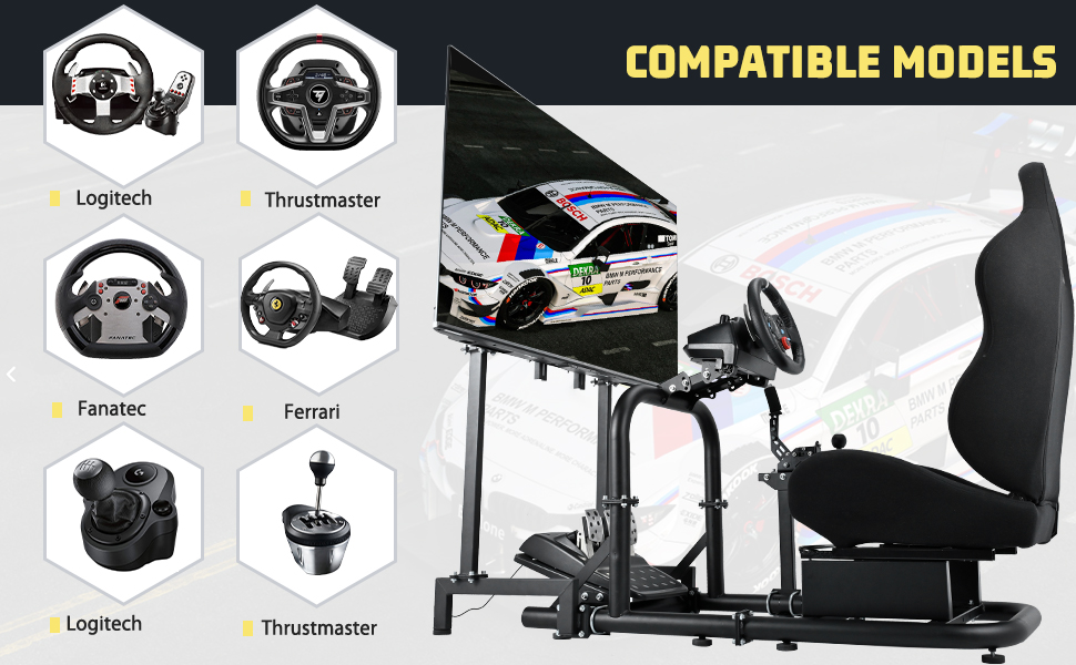 Marada Driving Simulator Cockpit with Monitor Stand
