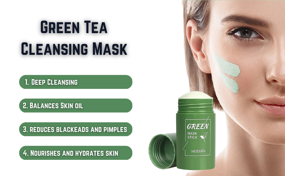 Green Tea Cleansing Mask Stick for Face Blackhead Remover with Green
