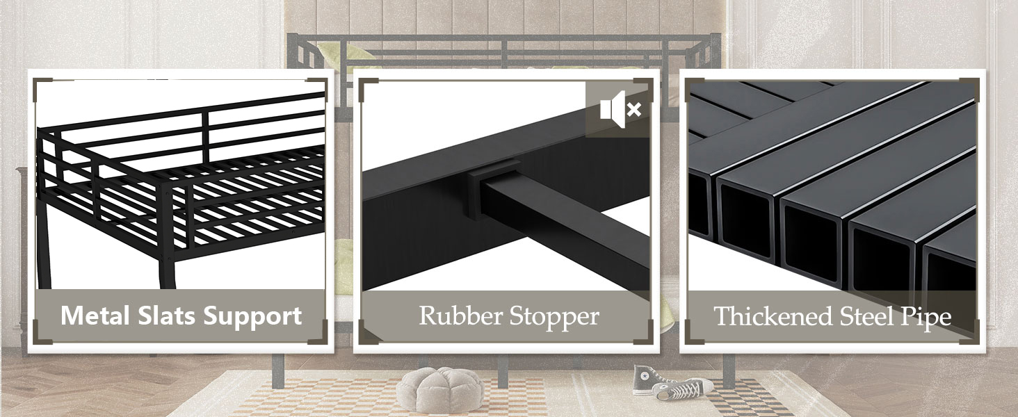 Heavy Buty Bunk Bed/Twin XL Over Queen Bunk Bed for Adults, Teens, Kids