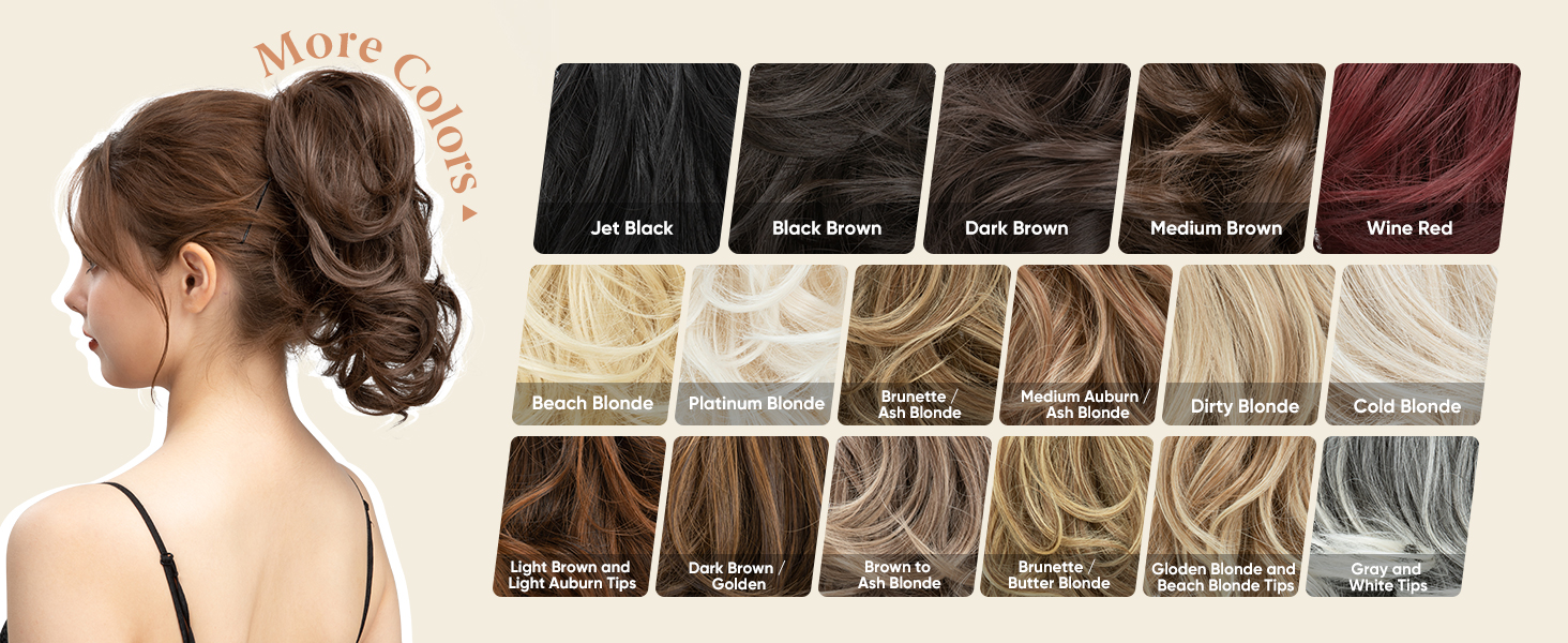 CJL HAIR Claw Clip Short Ponytail Hair Extensions Bendable Metals Messy Bun Hair