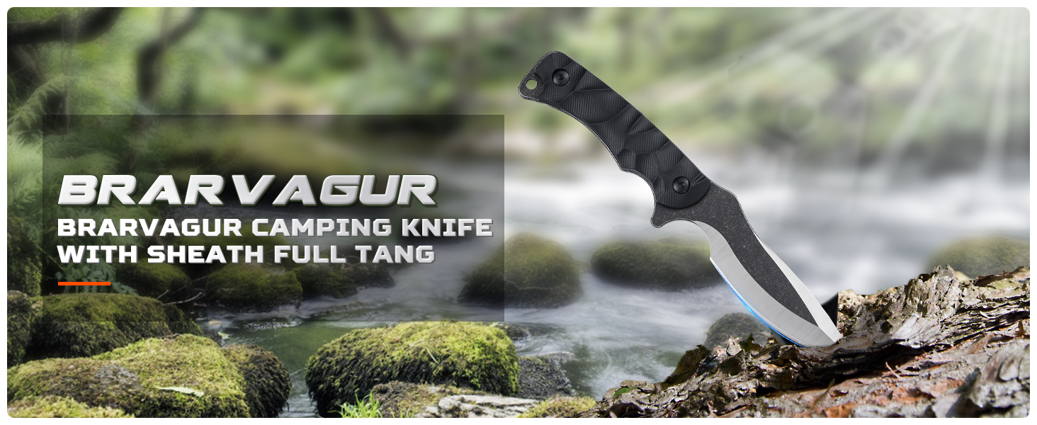 Brarvagur Tactical Fixed Blade Knife with Sheath 420HC