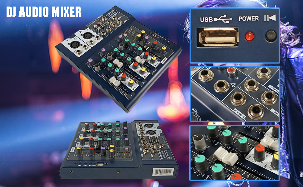 Professional Audio Mixer, STARAUDIO 4Channel Mixing Console with USB Audio