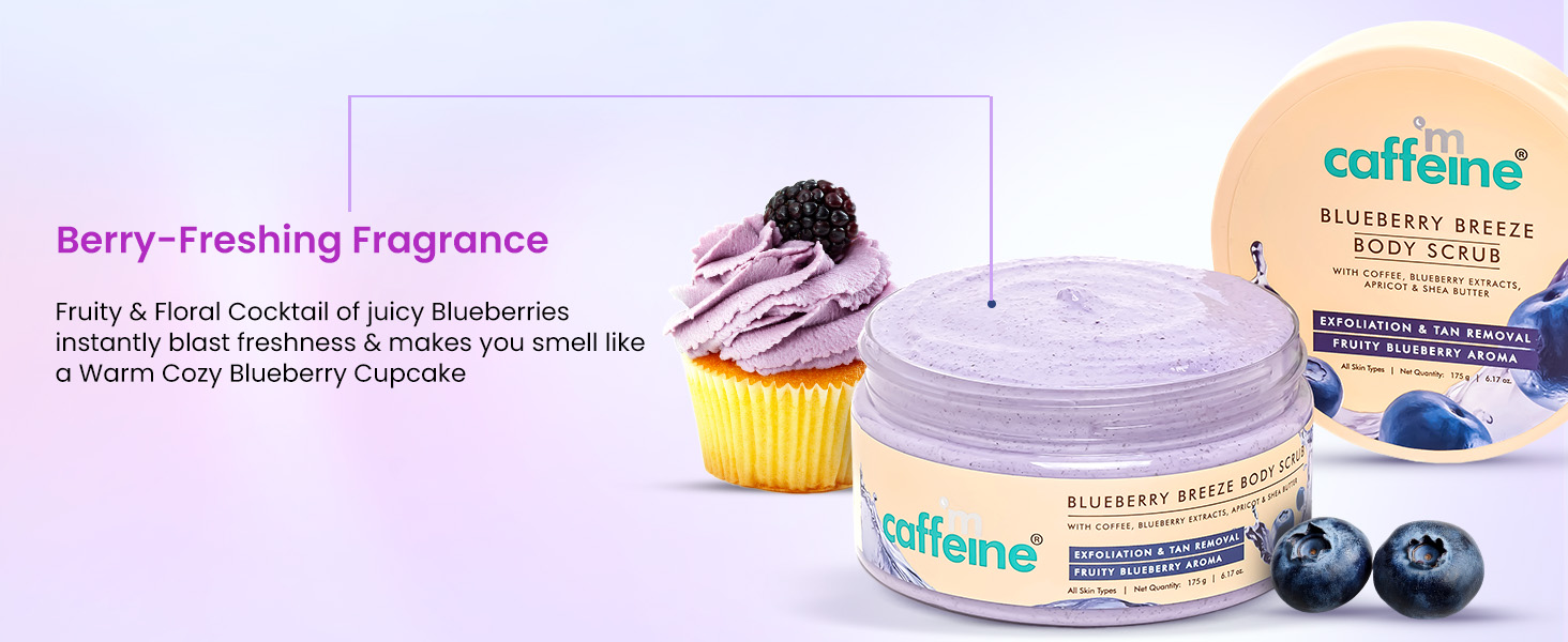mcaffeine blueberry body scrub detan cream for women men oily dry combination skin fragrance fresh
