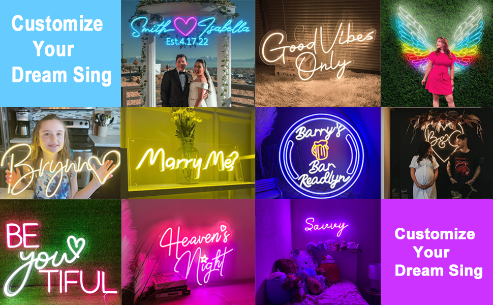 Custom LED Neon Signs, BringLuck2U Handmade Personalized LED Neon Signs