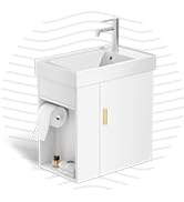 phiestina 20 Inch White Floating Small Bathroom Vanity, Pre-Assembled Wall-Mounted Cabinet with S...