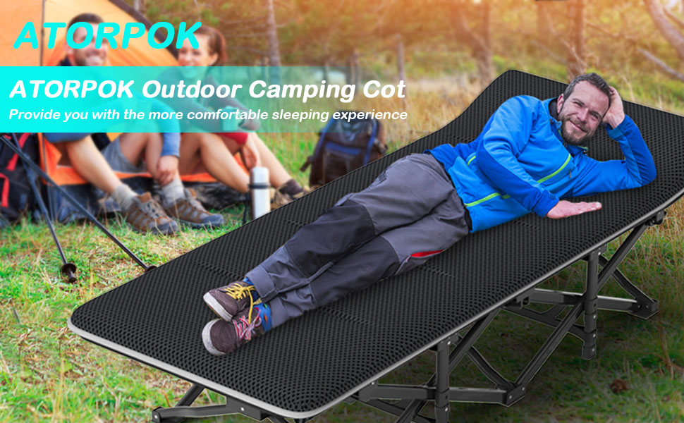 ATORPOK SHOP Camp Beds for Adults with Cushion Comfortable, Travel