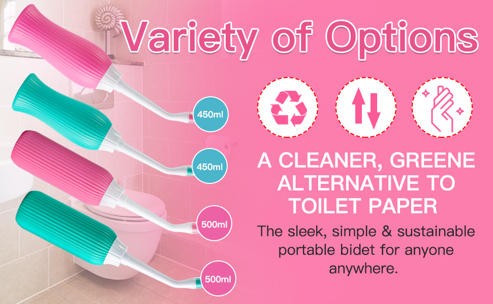 Atcan 500ml Portable Handheld Bidet Spray with 2 Nozzles for Personal