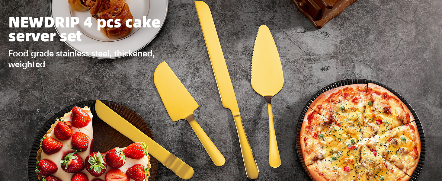 4 Pcs Gold Cake Cutting Set