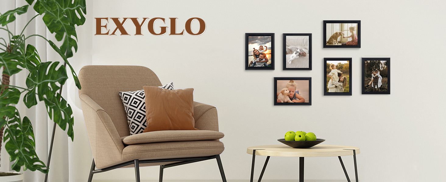 EXYGLO Black 6x4 Photo Frames Set of 12, Multiple Picture Frames 6x4