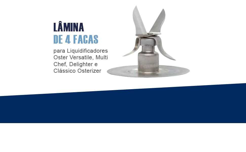 Conjunto Lâmina de 4 Facas com Base Plástica e Anel de Vedação