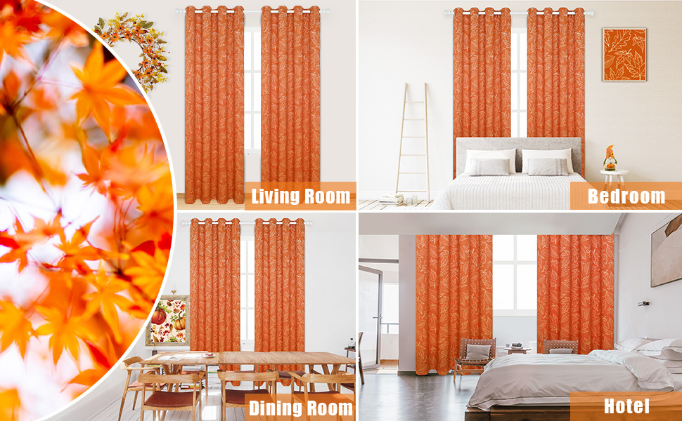 FRAMICS Thanksgiving Fall Curtains for Living Room Maple
