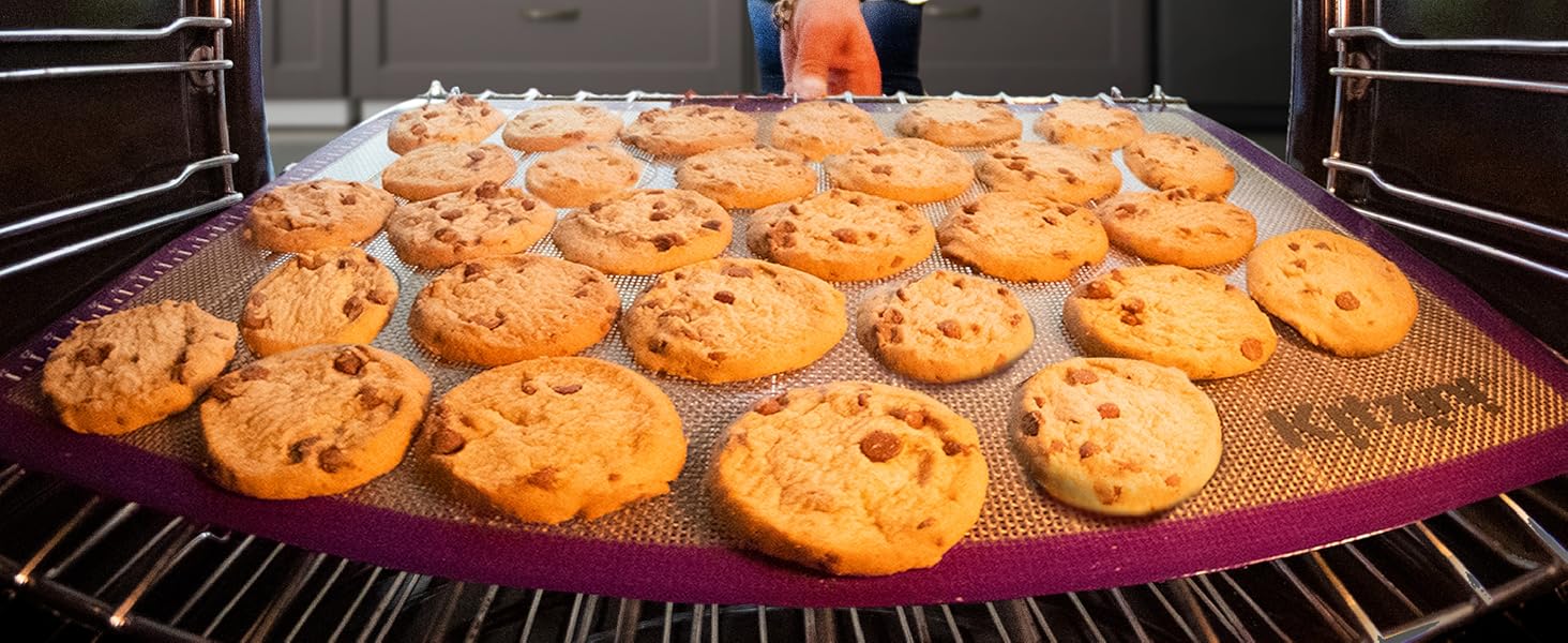 Kitzini Silicone Baking Mat Sheet Set. NonStick Reusable Silicone Mats