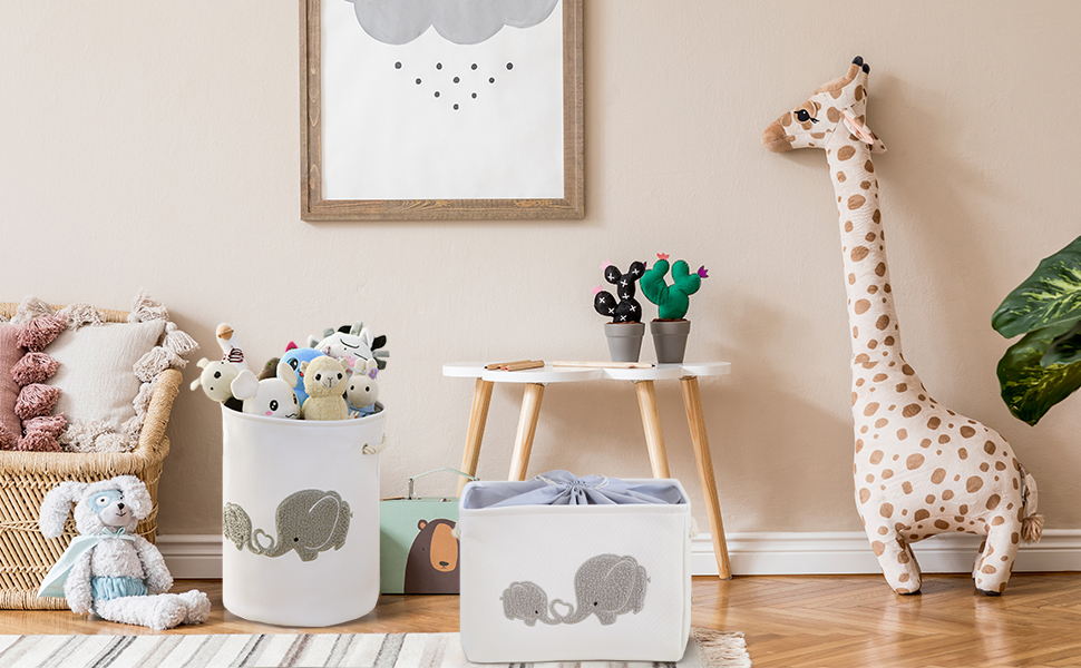 INough Large Toys Basket Fabric Toy Box, Empty Gift Basket Kids Bath