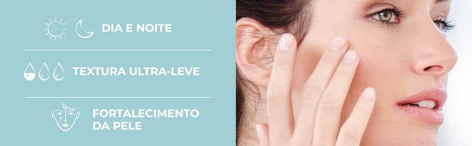 A textura aquagel ultraleve fortalece a pele e pode ser usado de dia e de noite.