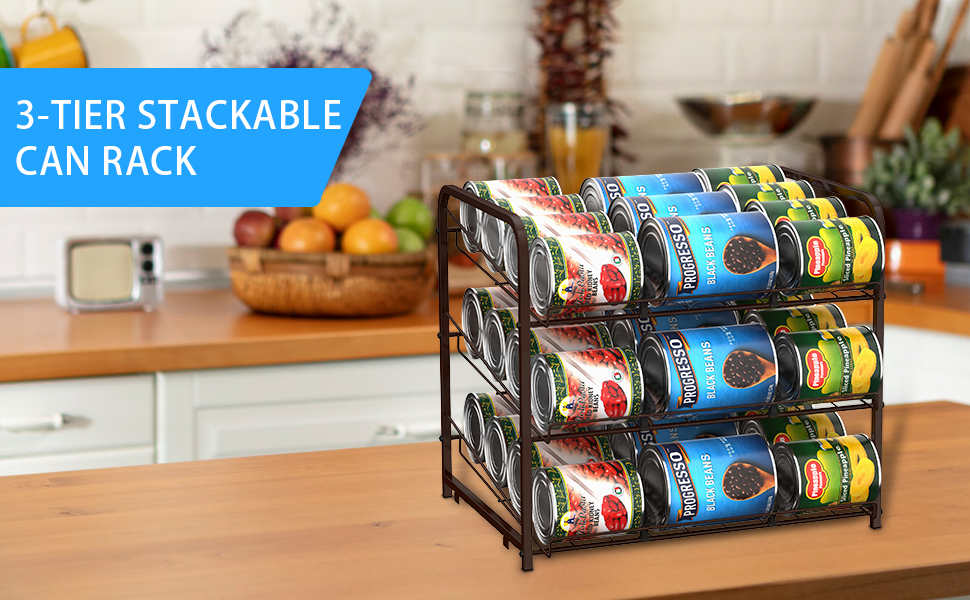 MOOACE Stackable Can Rack Organizer, Storage for 36 Cans, 3