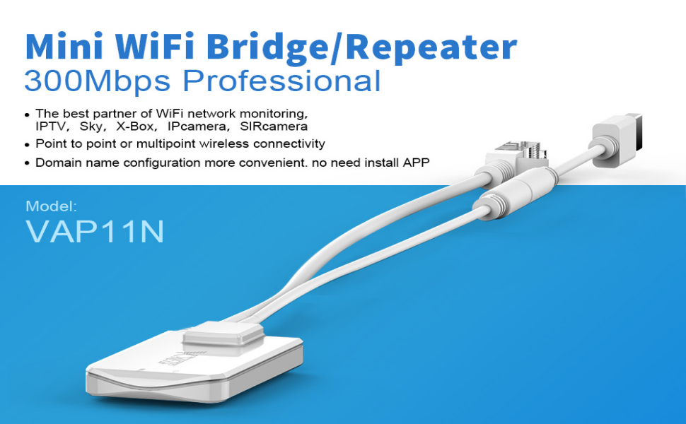 VAP11N300 2.4GHz Band Mini WiFi Bridge Wireless to Lan Adapter