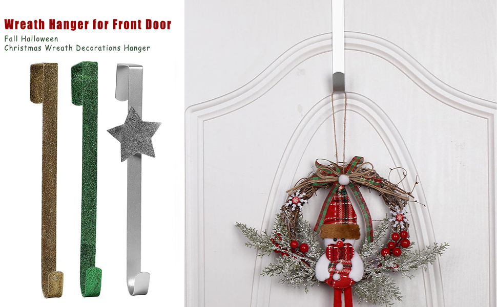 Aovdy 3 Pack Christmas WreathHangers for Front Door
