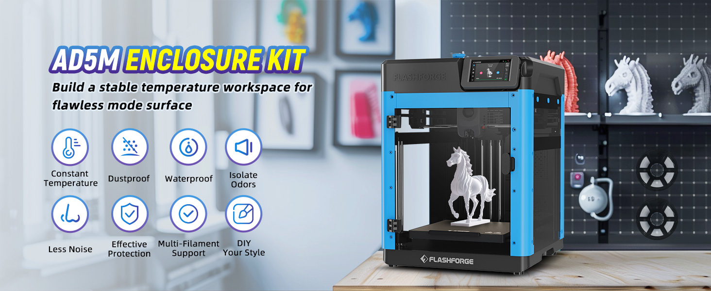 Official FLASHFORGE AD5M 3D Printer Enclosure 3MM PC Kit, Adventurer 5M DIY Enclosure Kit, Constant Temperature and Dustproof, Design for Adventurer 5M 7 flashforge adventurer 5m 3d printer enclosure flashforge adventurer 5m accessories
