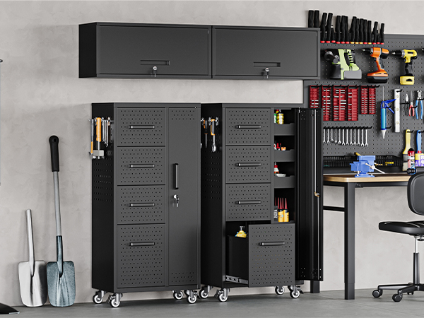 【ベル】CEO Cabinet Storage Set Tall Steel Storage Cabinet, Free Standing with Doors