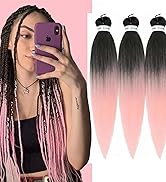 ombre pink braiding hair pre stretched kanekalon box braiding hair