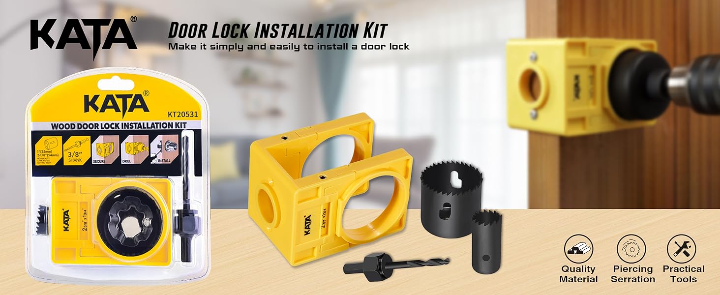 KATA 13/8" 13/4" Door Lock Installation Kit with Large Chip