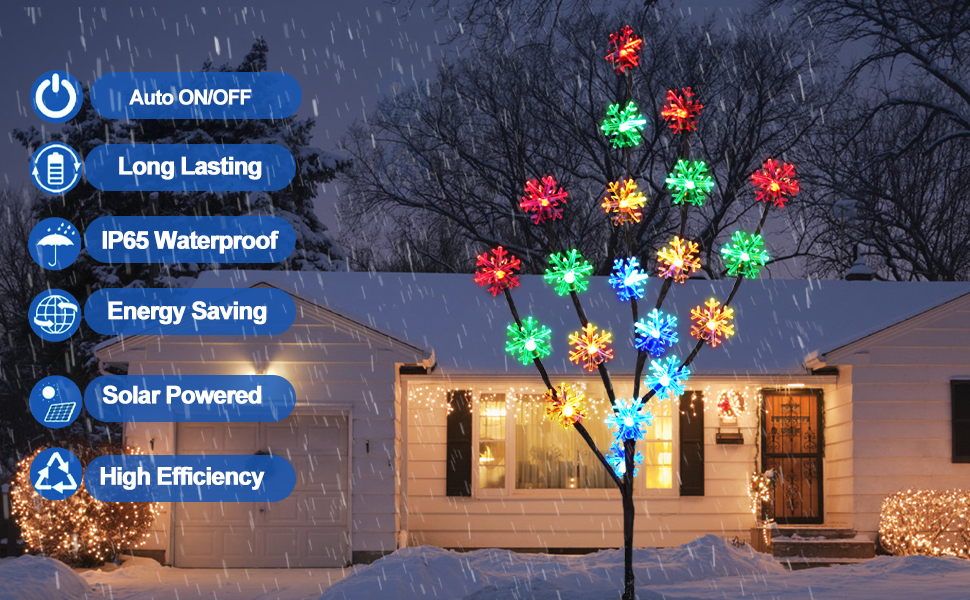 Aovciust Outdoor Christmas Decorations 4 Sets of Solar Christmas Tree