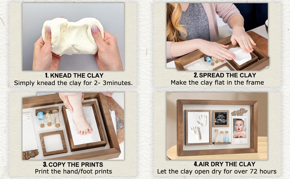 baby hand and footprint kit box frame gift pregnant wife daughter baby footprint handprint frame