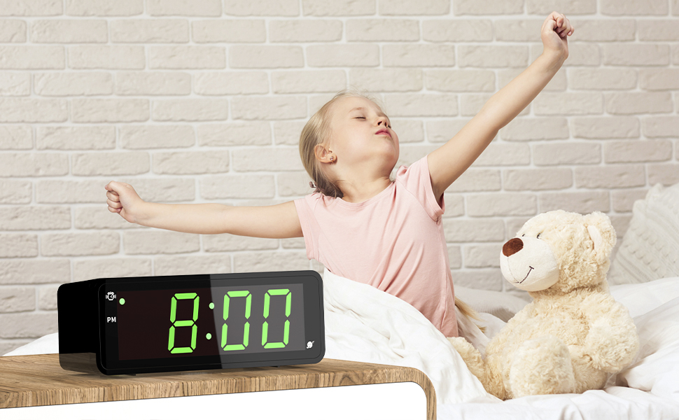 KWANWA Alarm Clock, Digital Clock, 1.8" LED Digit Display