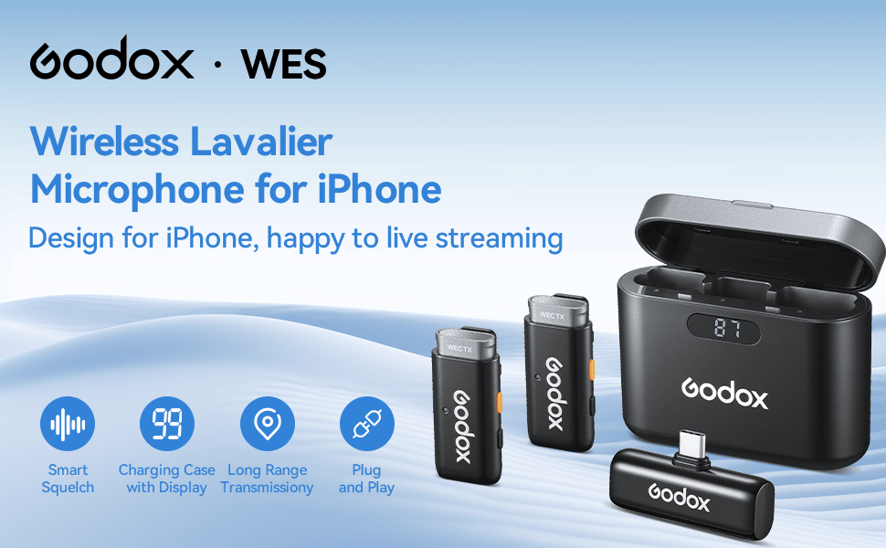 GODOX Wireless Microphone for iPhone with Charging Case