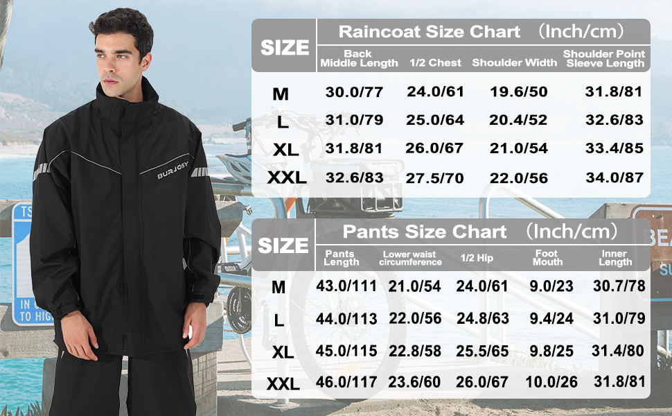 Rain Suit for Men, Packable Waterproof Rain Jacket & Trousers, Reflective Raincoat with Windproof Hood, Rain Gear for Outdoor Hiking Fishing 16 111