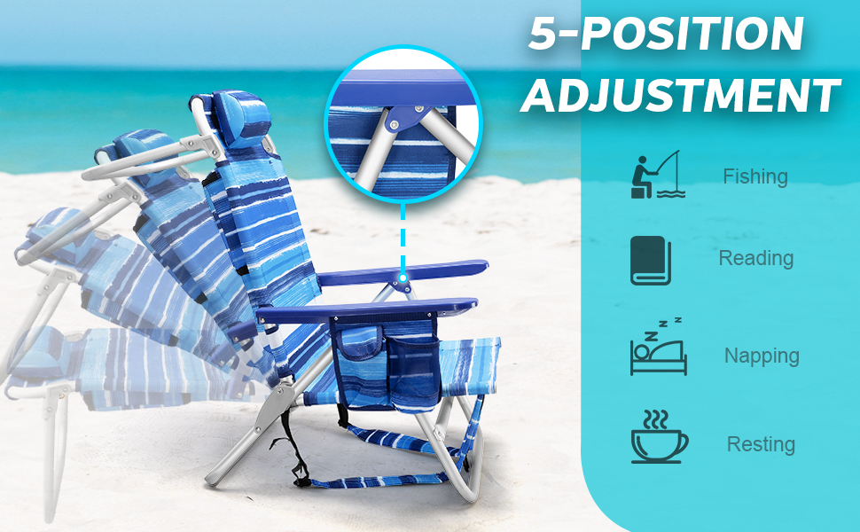 OFIKA Backpack Beach Chair for Adults,Beach Chair with 5