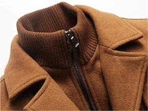 FTCayanz Men's Wool Coat Winter Slim Fit Pea Coats Single