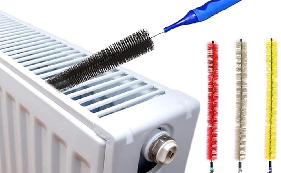 plastific 1 x Radiator Brush Cleaning Bristle Brush Long Handle Easy