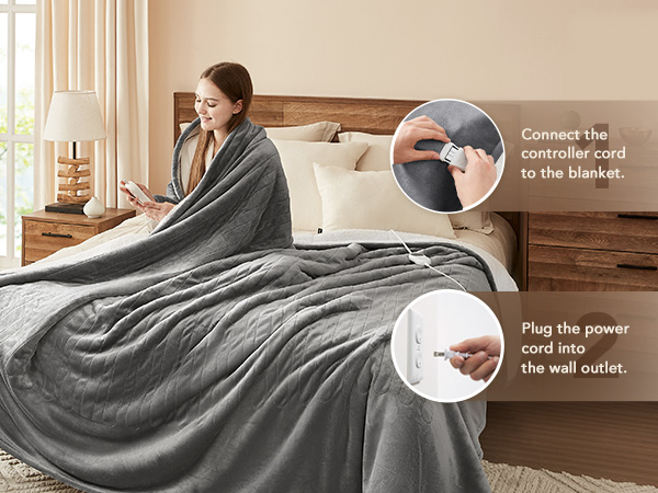HEATED BLANKET ホワイト Amazon.com: Serta Luxuriously Soft Plush Electric Blanket