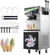 Jocisland 45L/H Commercial Soft Ice Cream Machine, 2900W 3-Flavor Ice Cream Maker, Dual Compresso...