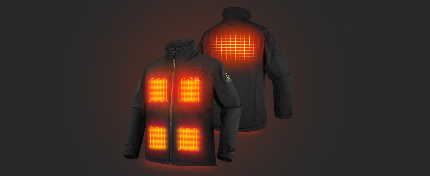 PTAHDUS Men's Heated Performance Soft Shell Jacket with Hand Warmer