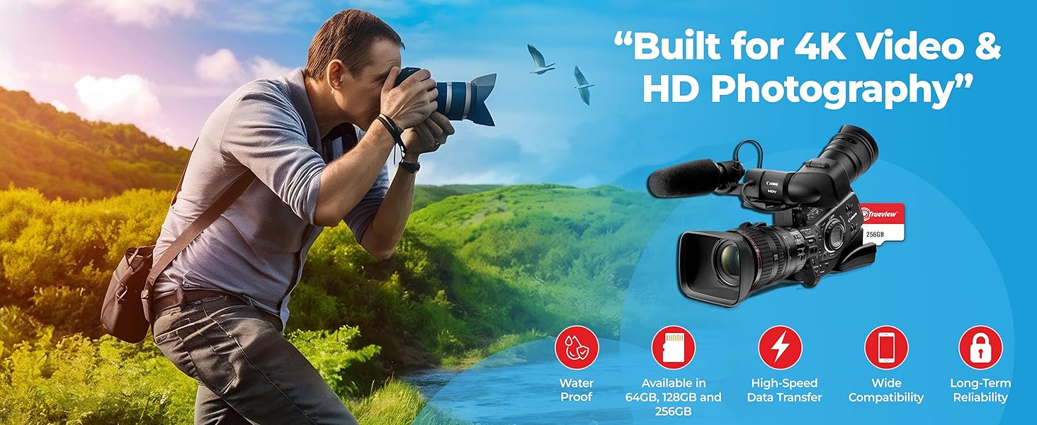 Trueview memory Cards built for 4k Video and HD Photography 