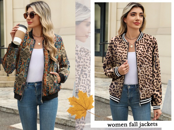 Zeagoo Women's Casual Bomber Jacket Trendy Zip Up