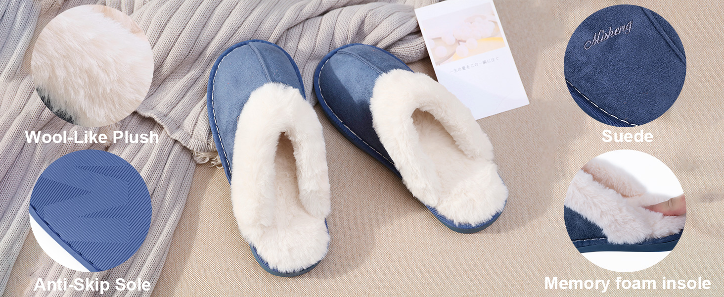 Hausschuhe Damen Herren Winter Warm Faux Pelz Slipper Weiche Flache Plüsch