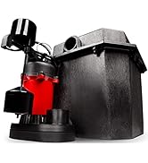Red Lion RL-SPS33 1/3 HP, 115-Volt, 3200 GPH Under-Sink Sump Pump System with 6 Gallon Basin, Red...