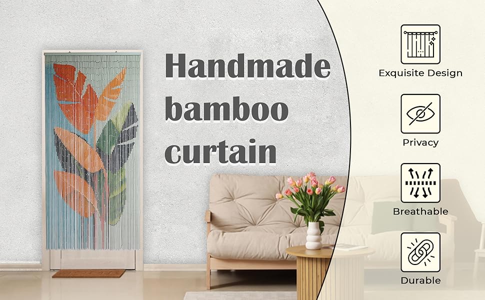 bamboo curtain wall art door beads doorway beaded room divider thermal boho cover hanging