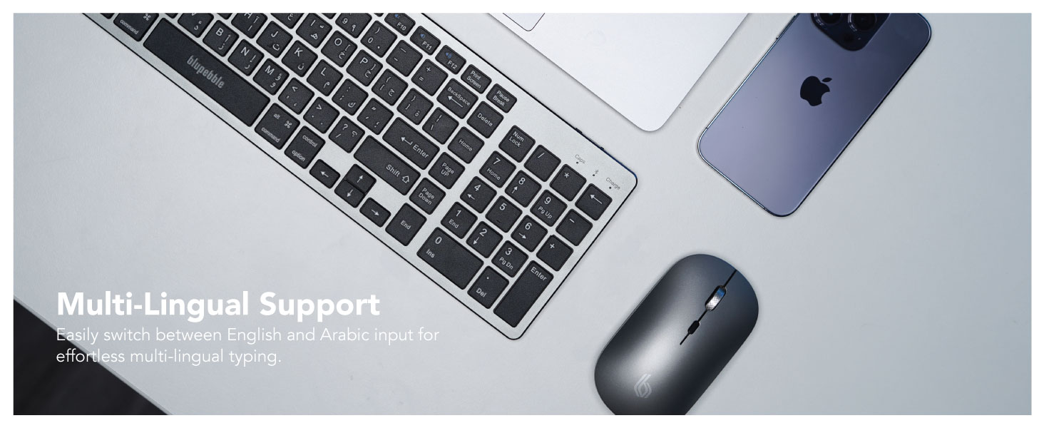 Blupebble Magic Pebble Combo Tri Mode Wireless Keyboard and Mouse