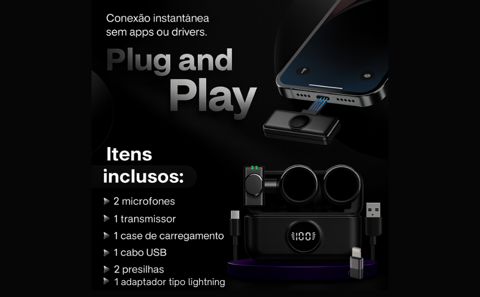 microfone de lapela sem fio android xiaomi