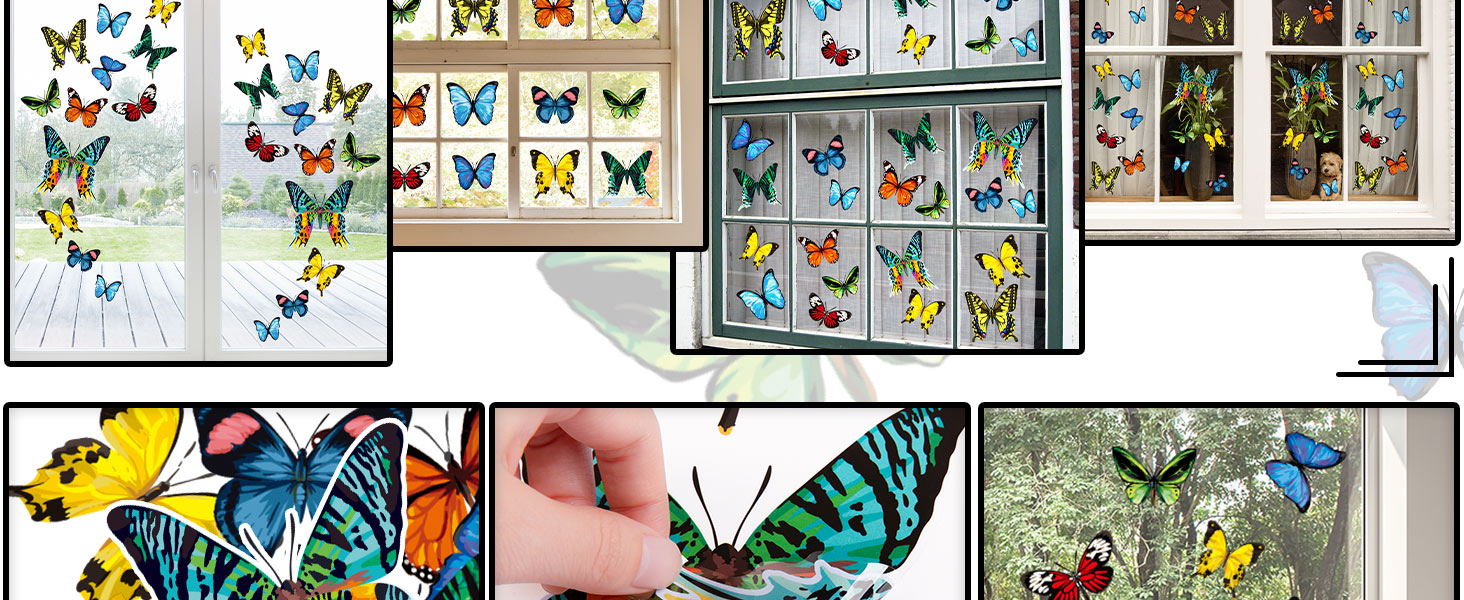 WH2478 24Pcs Colorful Butterfly Window Clings