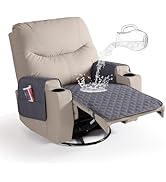 Ruaozz 100% Waterproof Recliner Chair Covers, Upgraded Reversible Recliner Seat Cover, Washable R...
